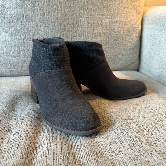 TOMS Booties in Grey. Super cute for fall and winter! Worn less than 5 times. - Picture 1 of 3
